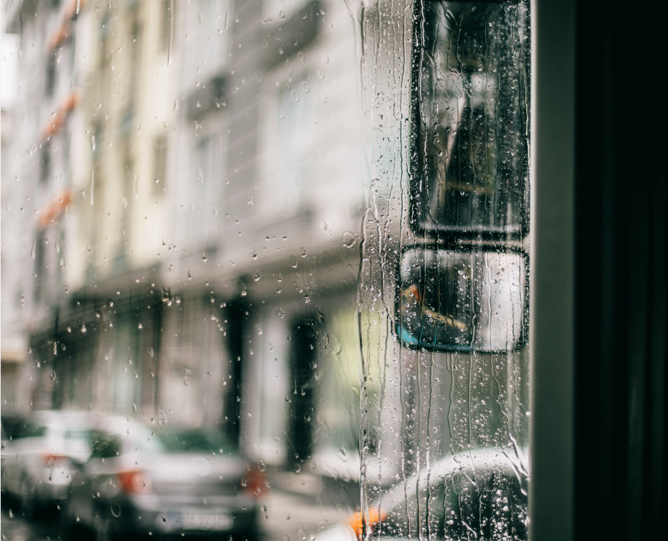 Bus Window mirror_raining Donate to the Rainy Day fund - Bus Life